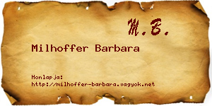Milhoffer Barbara névjegykártya